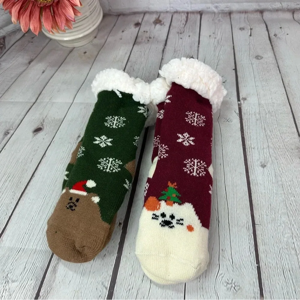 boutique YELETE NWT kids sherpa lined socks small/medium christmas holiday